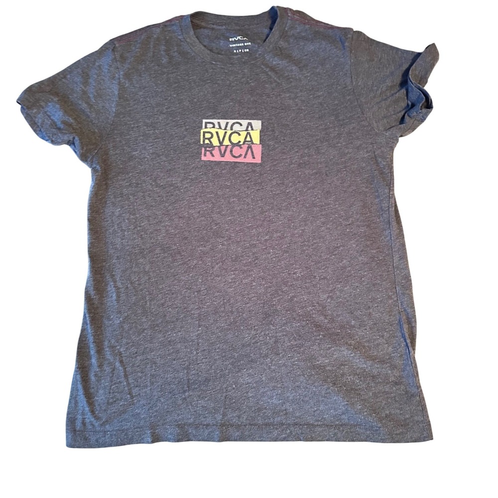 RVCA Vintage Dye Graphic T‎ Shirt Men's Small Gray Logo Tee